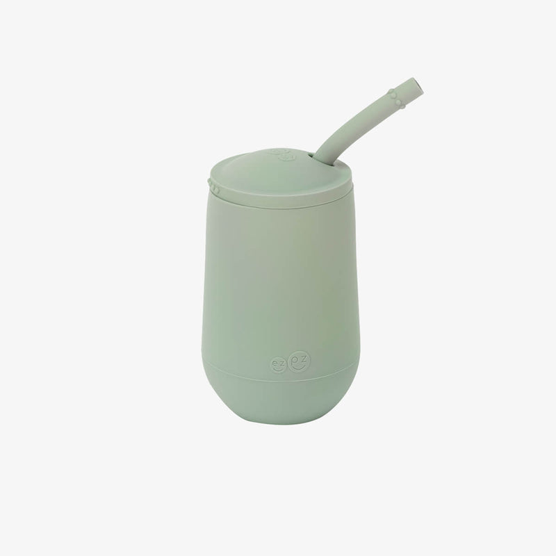 Happy Cup and Straw in Sage / Silicone Cup with Lid and Straw for Toddlers by ezpz #color_sage / Happy Cup + Straw System for Toddlers – Sip Smart, Grow Strong by ezpz