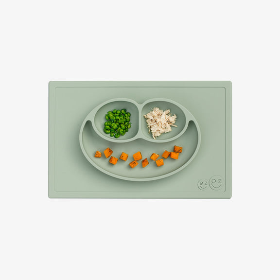 Happy Mat in Sage by ezpz / The Original All-In-One Silicone Plates & Placemats that Stick to the Table #color_sage