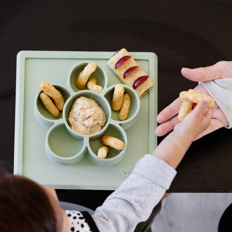The Mini Play Mat in Sage by ezpz / Modern Silicone Craft Plate that Suctions to the Table #color_sage