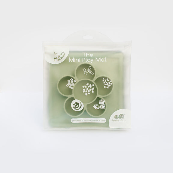 The Mini Play Mat in Sage by ezpz / Modern Silicone Craft Plate that Suctions to the Table #color_sage