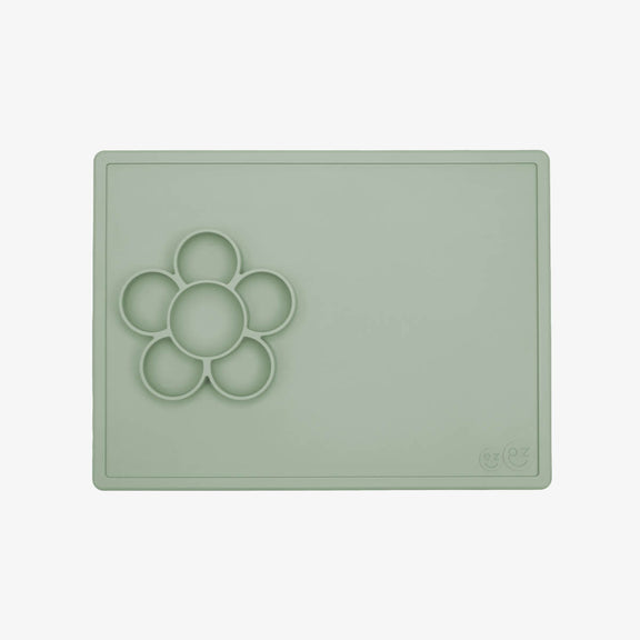 The Play Mat in Sage by ezpz / Large Silicone Craft Plate that Suctions to the Table #color_sage / Play Mat – Non-Tip Craft + Activity Surface for Toddlers by ezpz