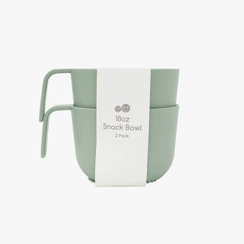 Snack Bowl in Sage / ezpz Basics Line / Bowl with Handle and Lid for Kids #color_sage