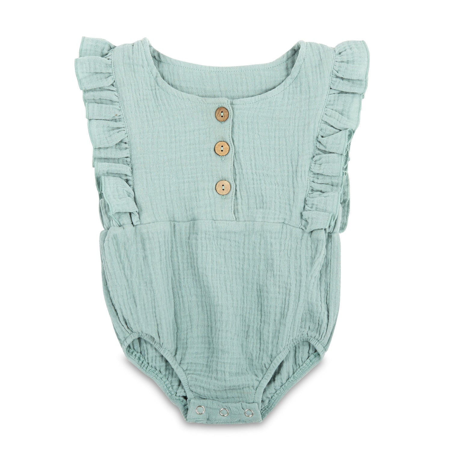 Seafoam Linen Baby Romper – Non-Toxic & Breezy by Babe Basics