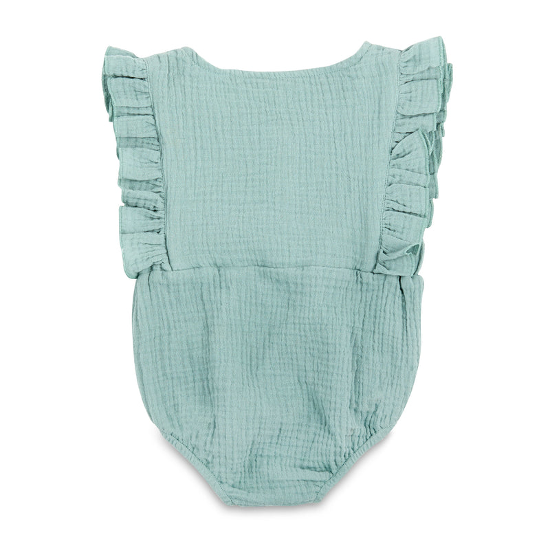 Seafoam Linen Baby Romper – Non-Toxic & Breezy by Babe Basics