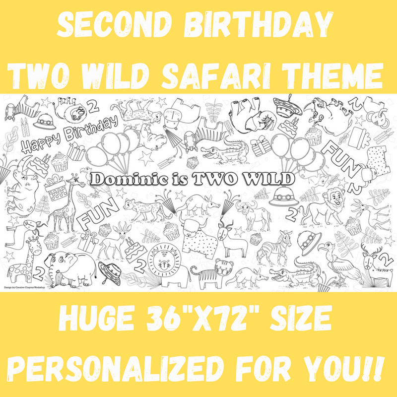 Wild Animals Coloring Tablecloth – Jumbo Party Activity Cover