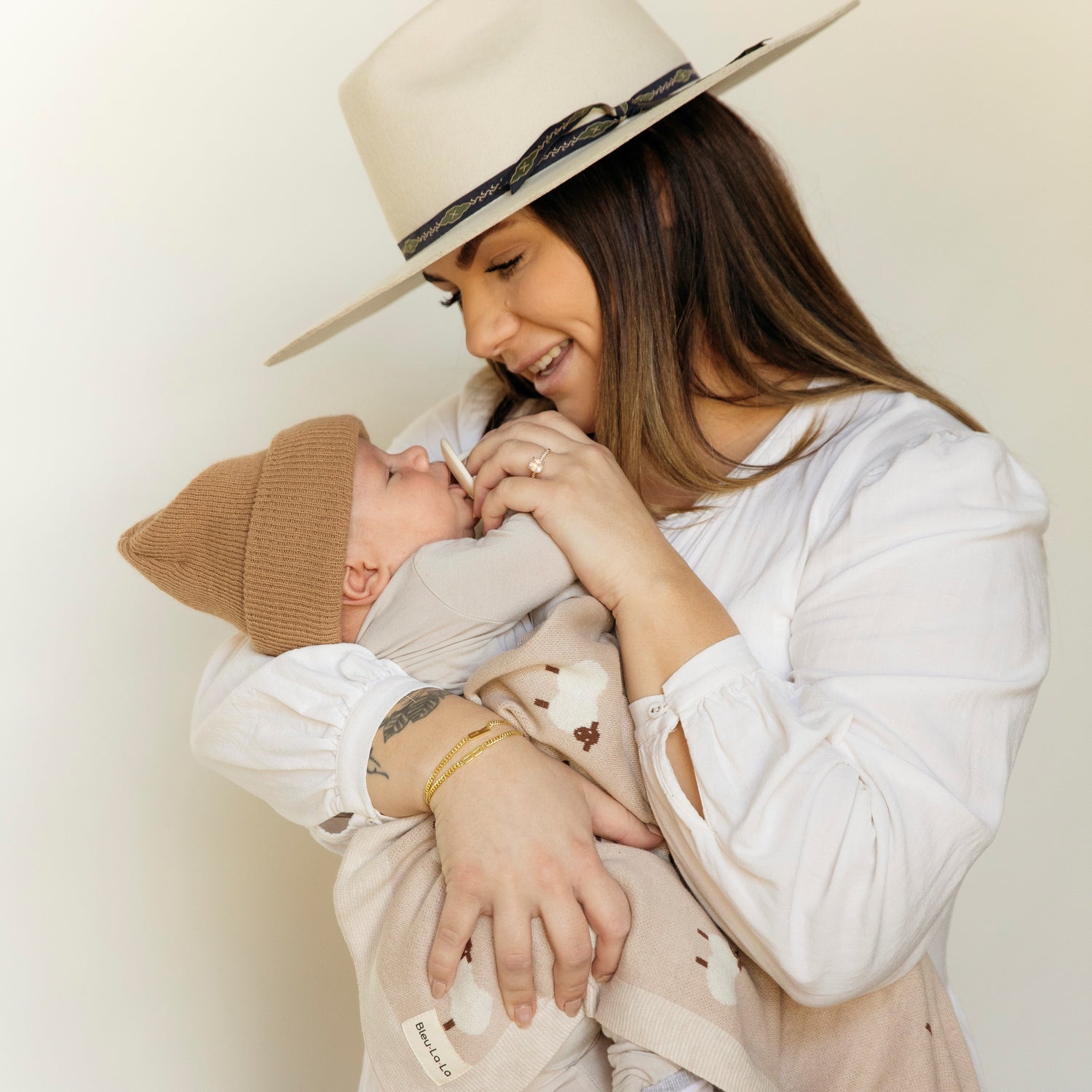 Sheep Knit Baby Blanket – Cozy Cotton for Snuggly Days by Bleu La La 