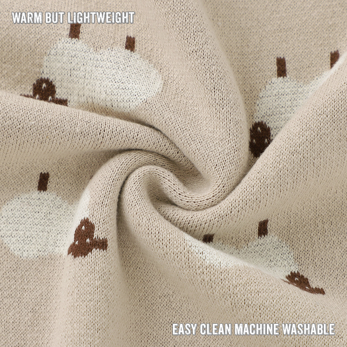 Sheep Knit Baby Blanket – Cozy Cotton for Snuggly Days by Bleu La La 