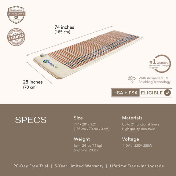Tourmaline gemstones in the SOFT Series Infrared Heating Mats for full-body coverage