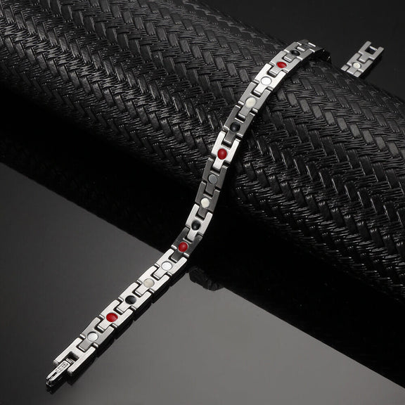 Stainless Steel Energy Bracelet 4-in-1, Silver color, Model B0035S-4-215 for positive energy and style
