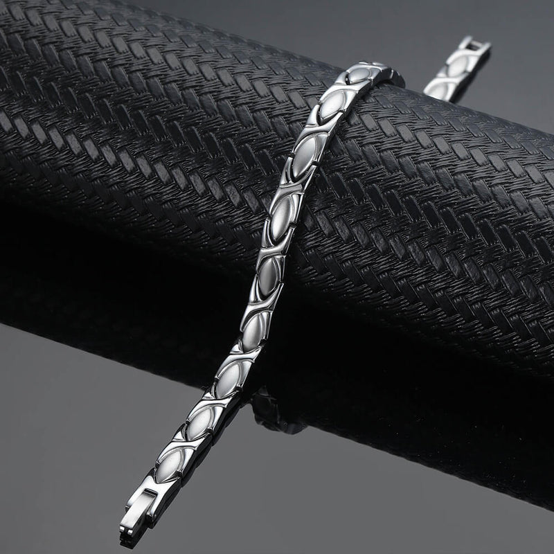 Stainless-Steel-Lady’s-Magnetic-Power-Bracelet-4-in-1-Energy-Magnets-NegativeIons-FarInfraredRays-Germanium-Model-B006S-4-220-Silver-color (1)