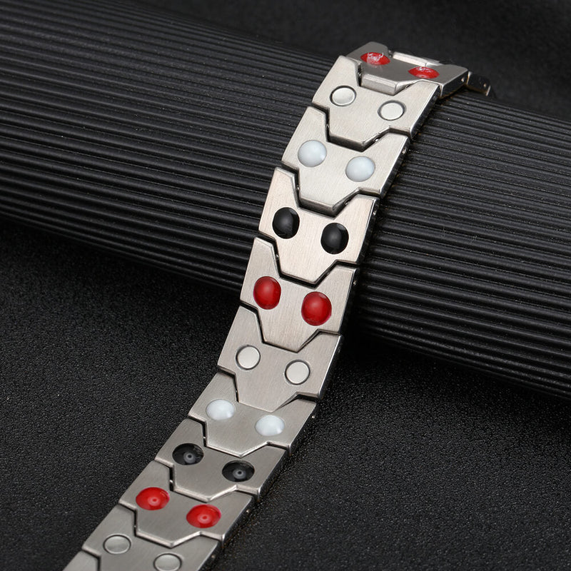 Stainless steel energy bracelet with 4-in-1 design for power and energy