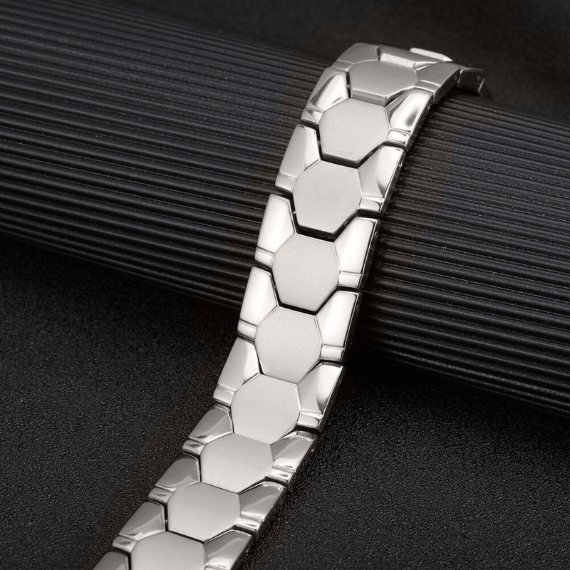 Black 4-in-1 stainless steel magnetic power bracelet with energy-enhancing properties