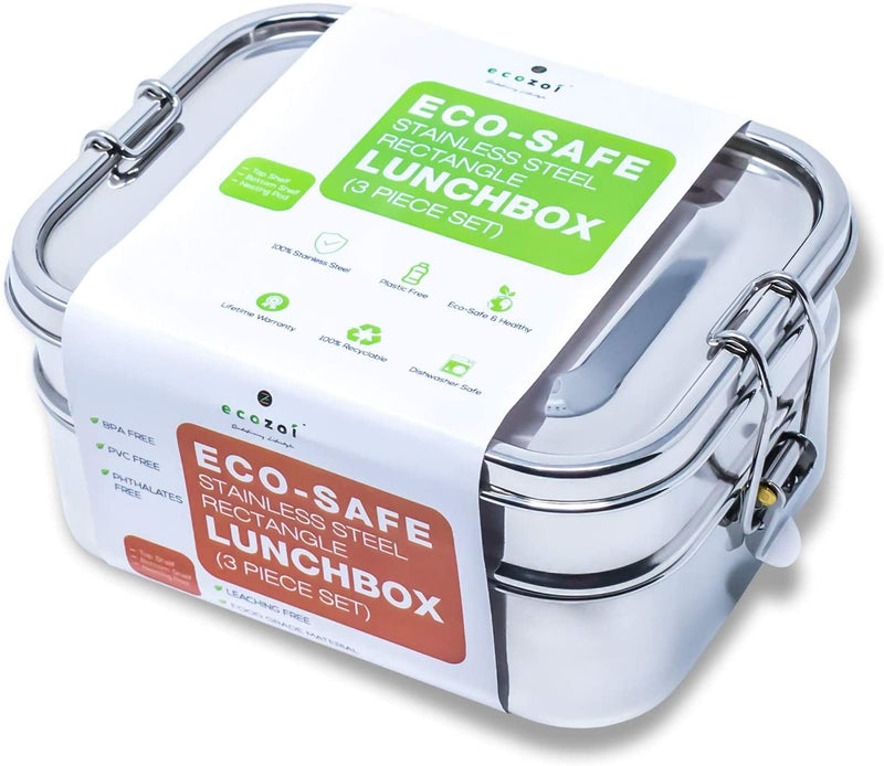Stainless Steel 2-Tier Leak-Proof Lunch Box – 60 oz by ecozoi