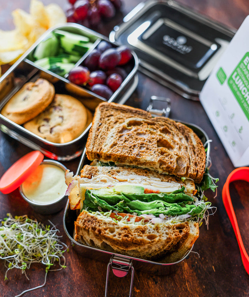 Stainless Steel 2-Tier Lunch Box – 3 Compartments by ecozoi