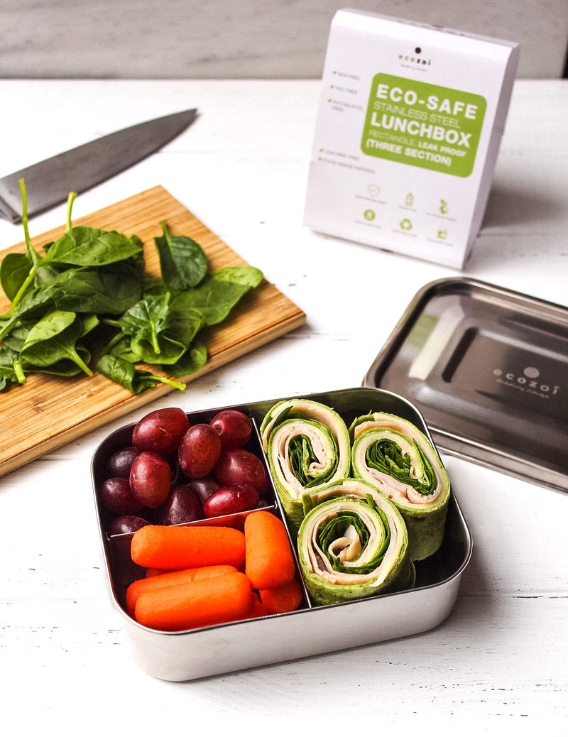 Stainless Steel 3-Compartment Microwavable Lunch Box  by ecozoi