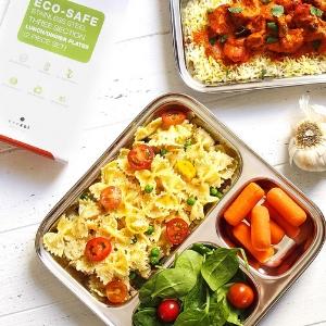 Stainless Steel Dinner Plates – 3 Compartments, Reusable, 2-Pack by ecozoi