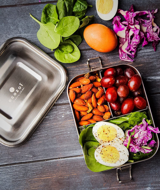 3 Compartment Lunch Box Steel - Stainless Steel Eco Lunch Box, Leak Proof, , 35 Oz or 1000 ml freeshipping - ecozoi