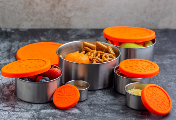 Stainless Steel Eco Snack Containers, Leak Proof, 6 Pc Set with Cotton Carrying Case, 78 Oz or 2300 ml freeshipping - ecozoi