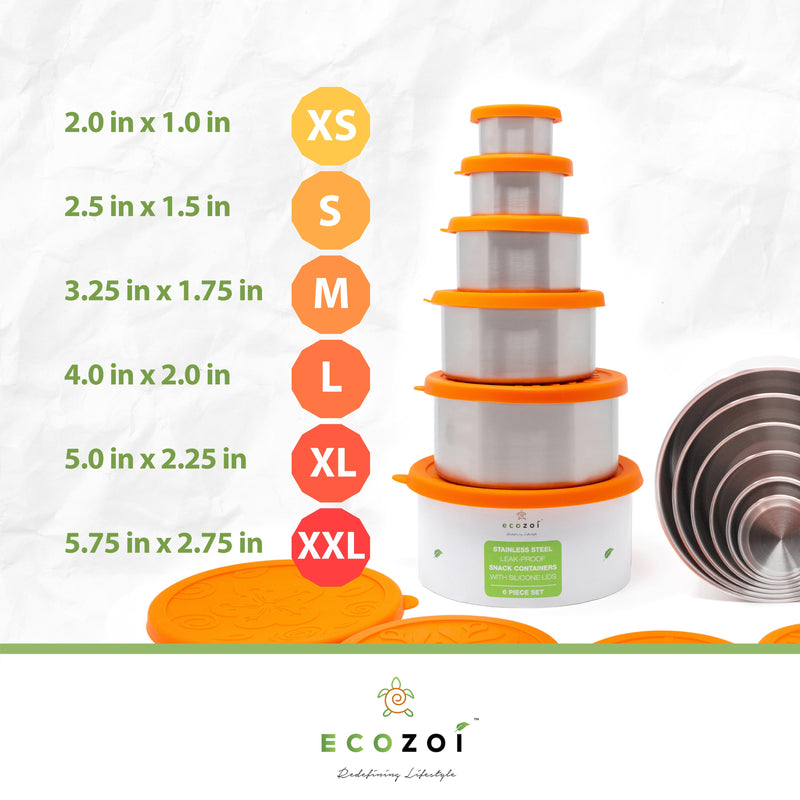 Stainless Steel Lunch Box Set – 6 Pieces, Leak-Proof, 78 oz by ecozoi