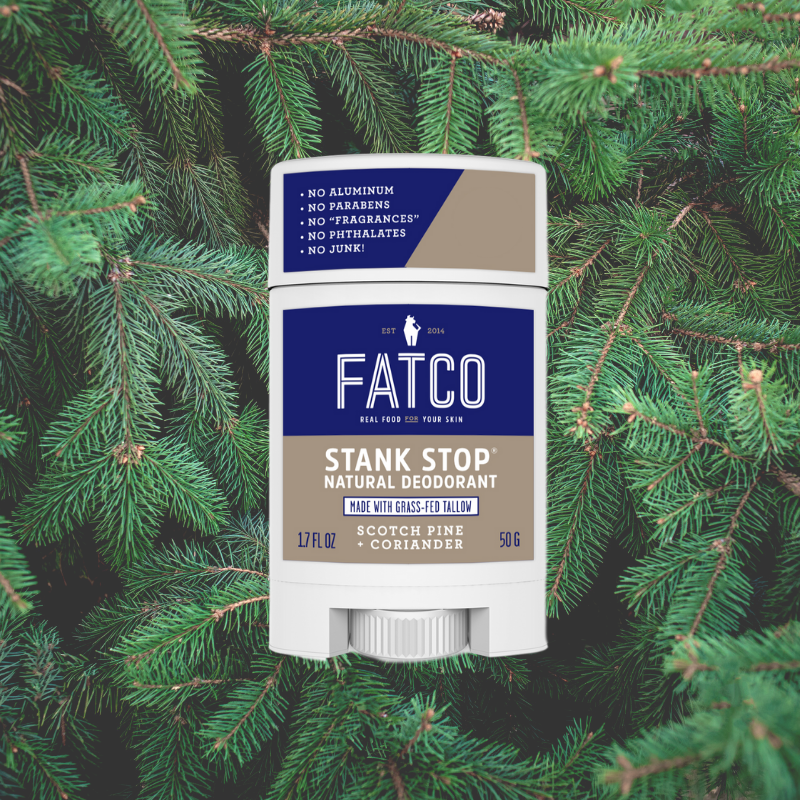 STANK STOP DEODORANT STICK, SCOTCH PINE+CORIANDER, 1.7 OZ-FATCO1-FATCO Skincare Products grass fed tallow paleo skincare natural deodorant aluminum free