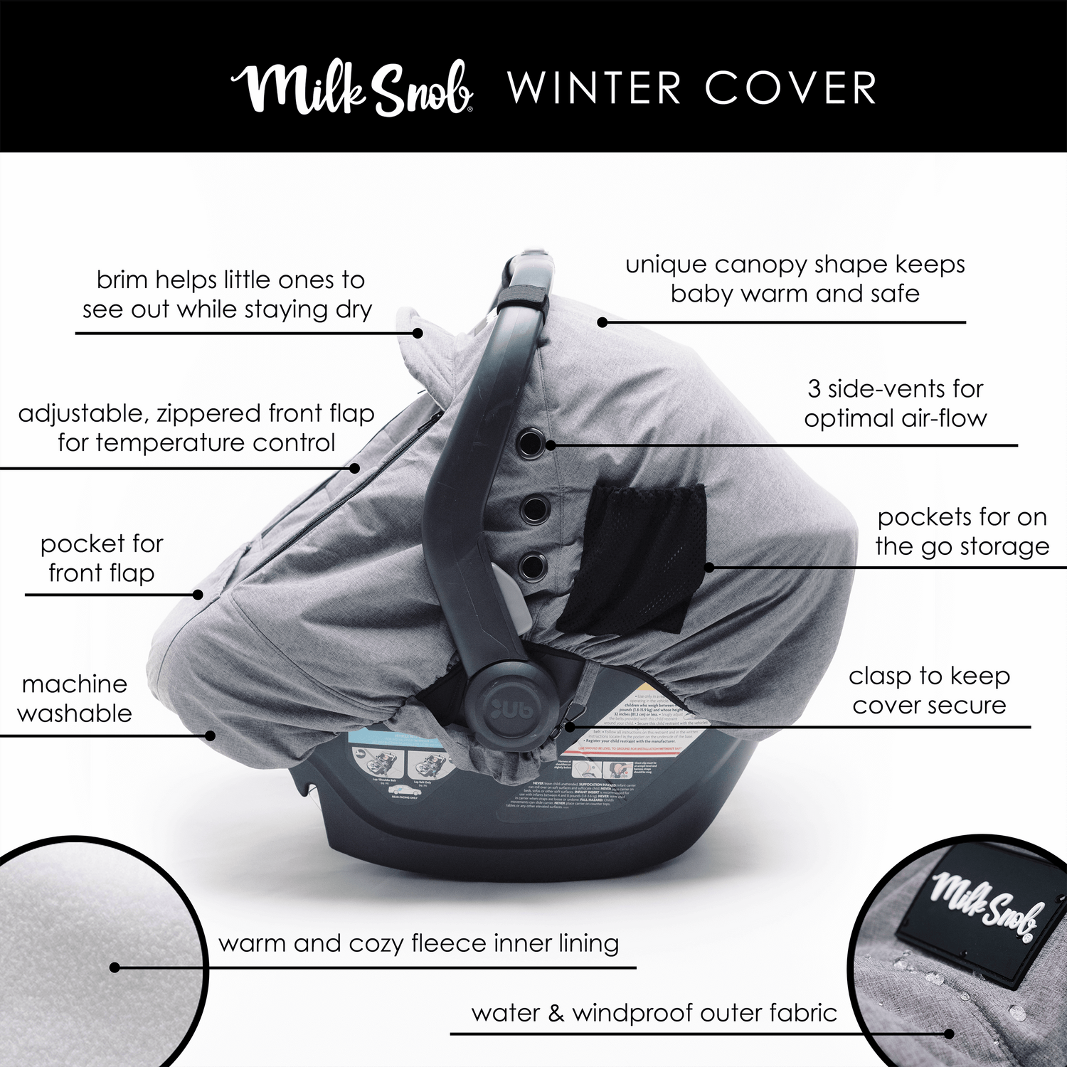 Stormy Winter Car Seat Cover by Milk Snob