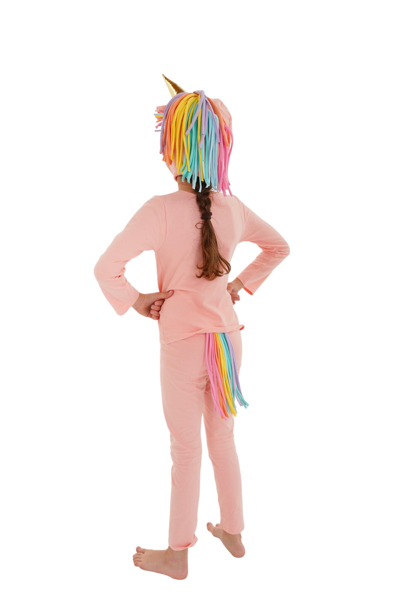 light pink, peach unicorn pajama costume for kids, halloween costume, rainbow hair, pony, little unicorn, magical unicorn, Sunrise Peach Unicorn Costume – Baby / Kids’ Dress Up & Pretend Play Band of the Wild 