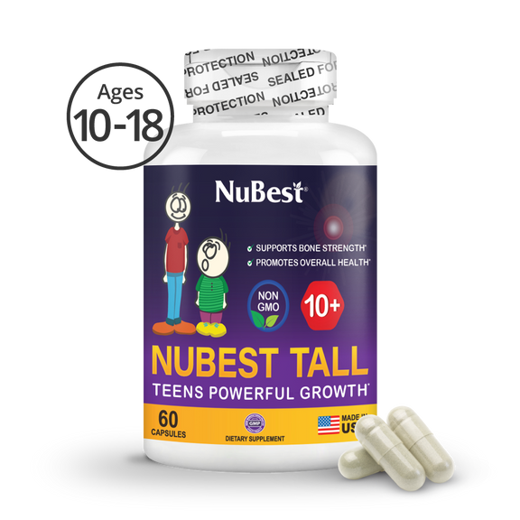 Teen Growth Support (Ages 10+) – Height, Bone & Wellness Supplement | 60 Capsules by NuBest Nutrition