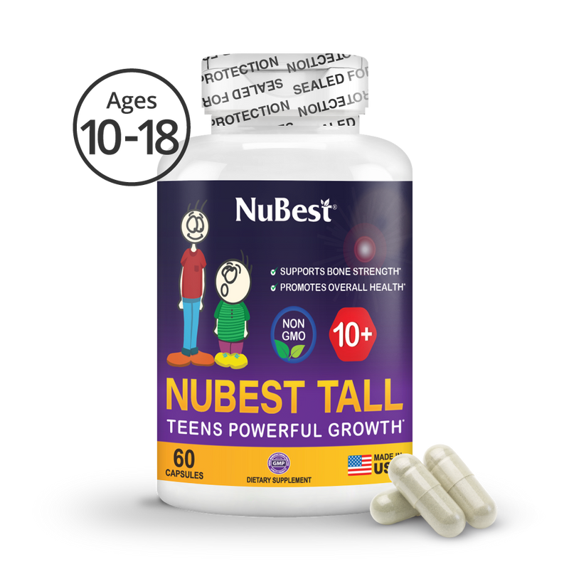 Teen Growth Support (Ages 10+) – Height, Bone & Wellness Supplement | 60 Capsules by NuBest Nutrition