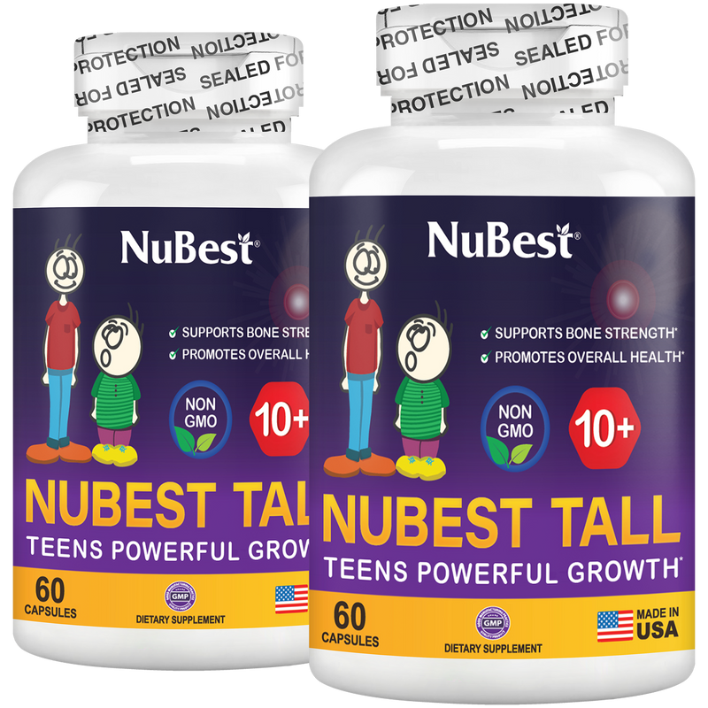 Teen Growth Support (Ages 10+) – Height, Bone & Wellness Supplement | 60 Capsules by NuBest Nutrition