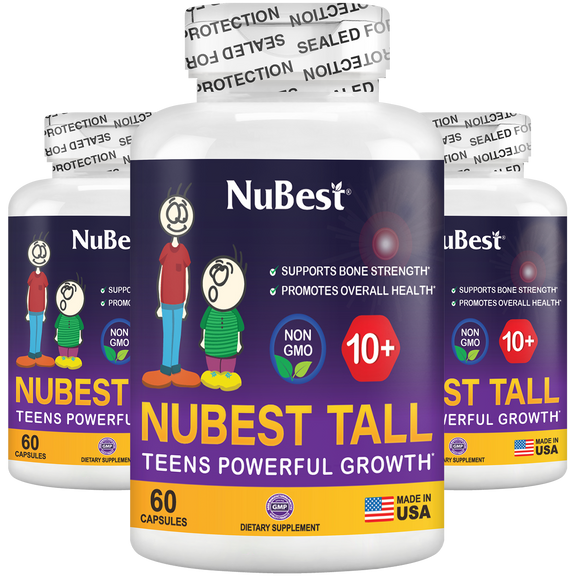Teen Growth Support (Ages 10+) – Height, Bone & Wellness Supplement | 60 Capsules by NuBest Nutrition