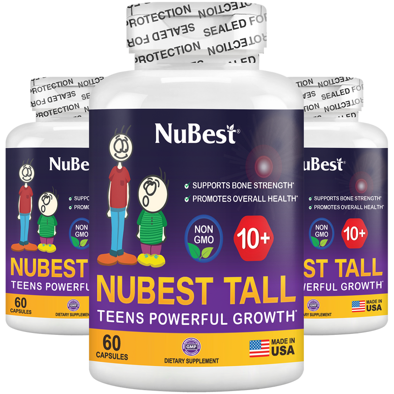 Teen Growth Support (Ages 10+) – Height, Bone & Wellness Supplement | 60 Capsules by NuBest Nutrition