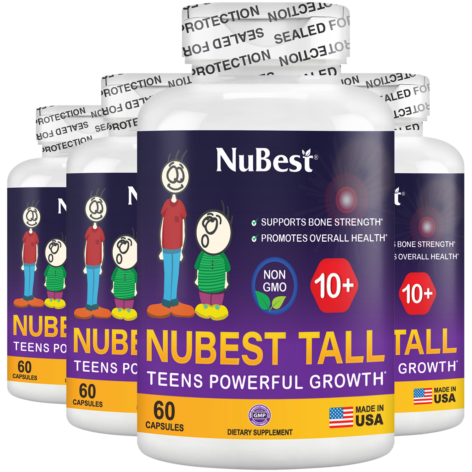 Teen Growth Support (Ages 10+) – Height, Bone & Wellness Supplement | 60 Capsules by NuBest Nutrition