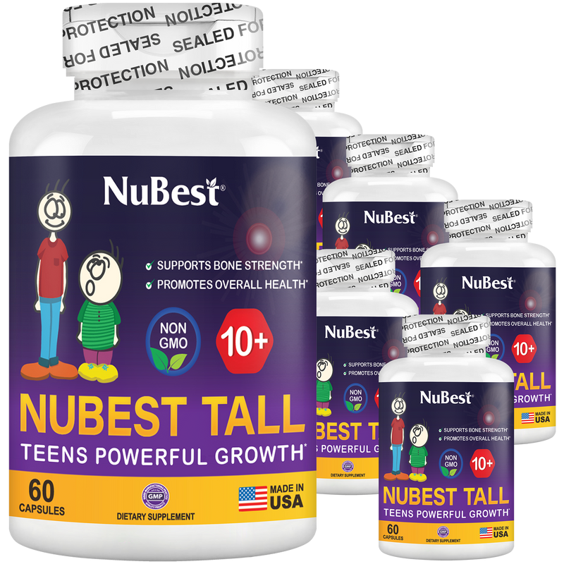 Teen Growth Support (Ages 10+) – Height, Bone & Wellness Supplement | 60 Capsules by NuBest Nutrition