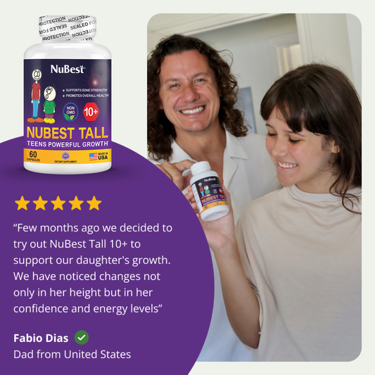 Teen Growth Support (Ages 10+) – Height, Bone & Wellness Supplement | 60 Capsules by NuBest Nutrition