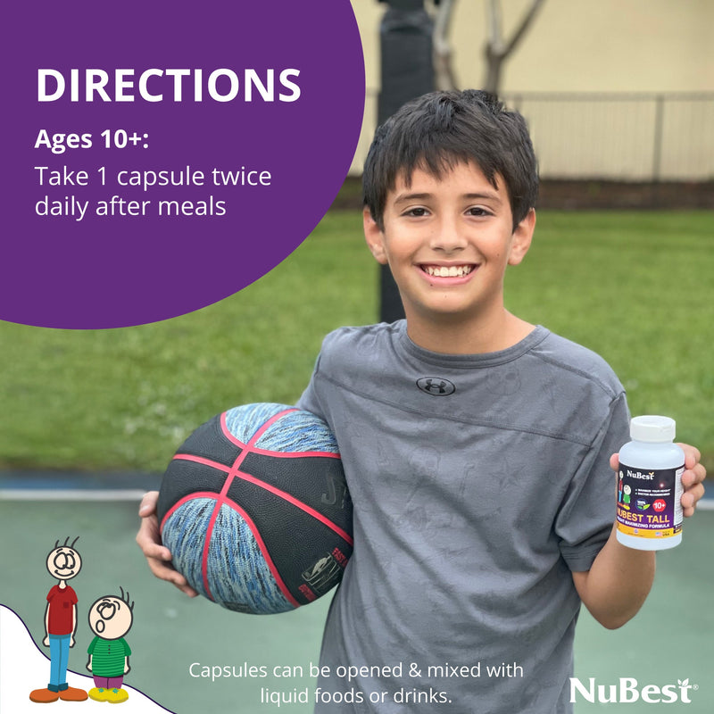 Teen Growth Support (Ages 10+) – Height, Bone & Wellness Supplement | 60 Capsules by NuBest Nutrition