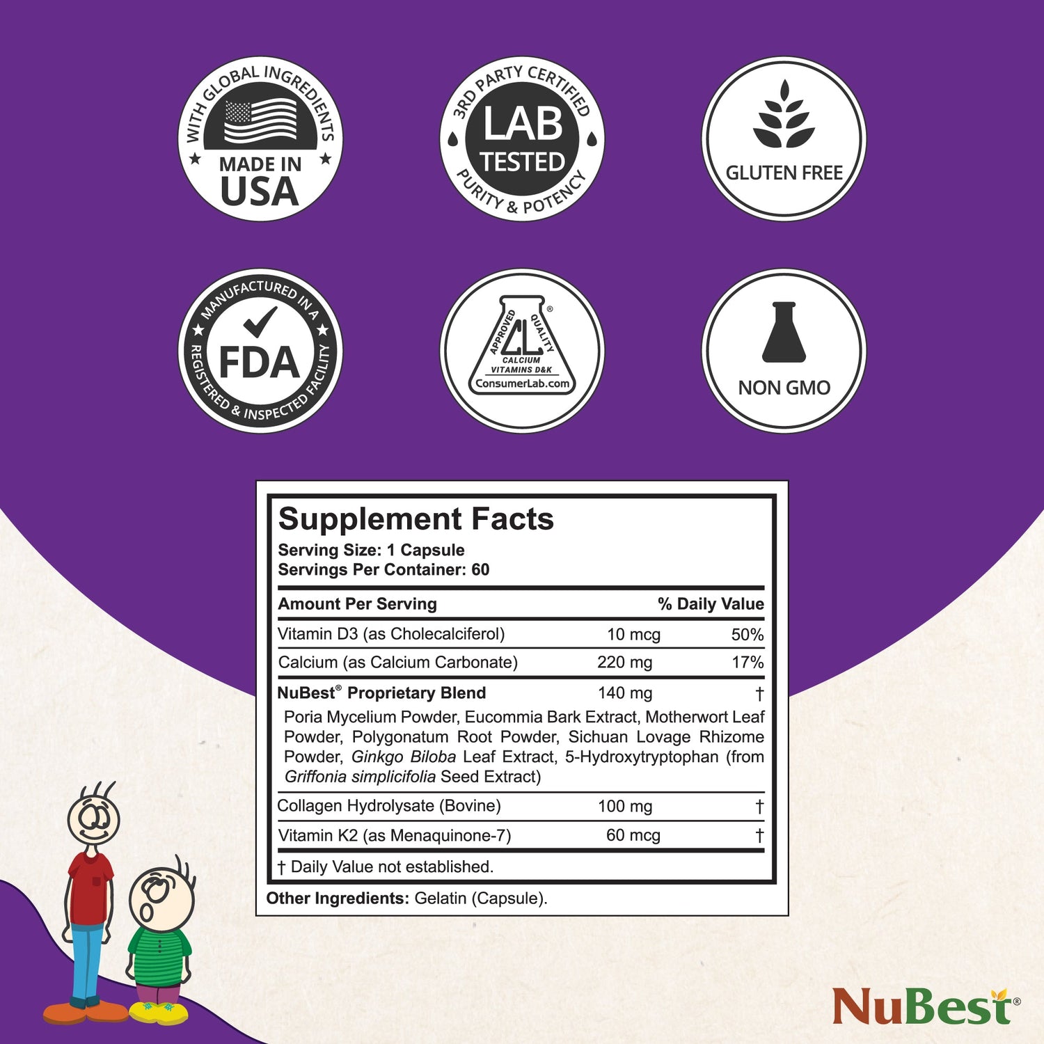 Teen Growth Support (Ages 10+) – Height, Bone & Wellness Supplement | 60 Capsules by NuBest Nutrition