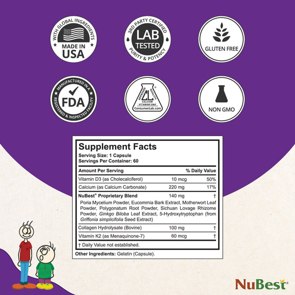 Teen Growth Support (Ages 10+) – Height, Bone & Wellness Supplement | 60 Capsules by NuBest Nutrition