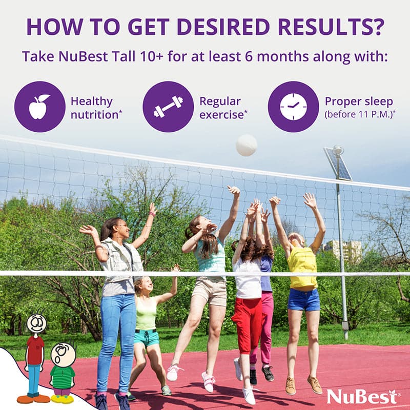 Teen Growth Support (Ages 10+) – Height, Bone & Wellness Supplement | 60 Capsules by NuBest Nutrition