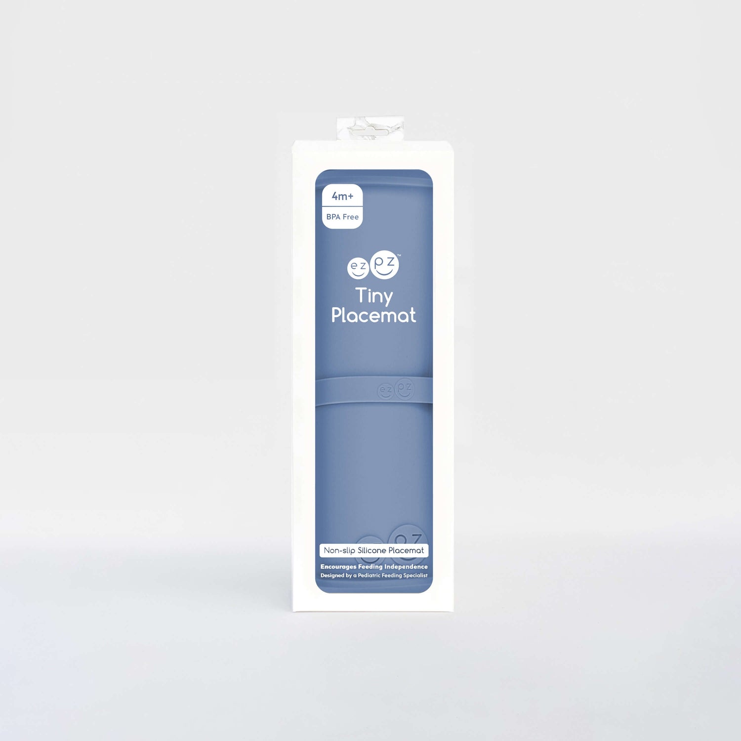 The Tiny Placemat in Indigo is a non-slip, silicone placemat that fits on most highchair trays #color_indigo / Tiny Placemat – On-the-Go Mealtime Mat for Babies & Toddlers