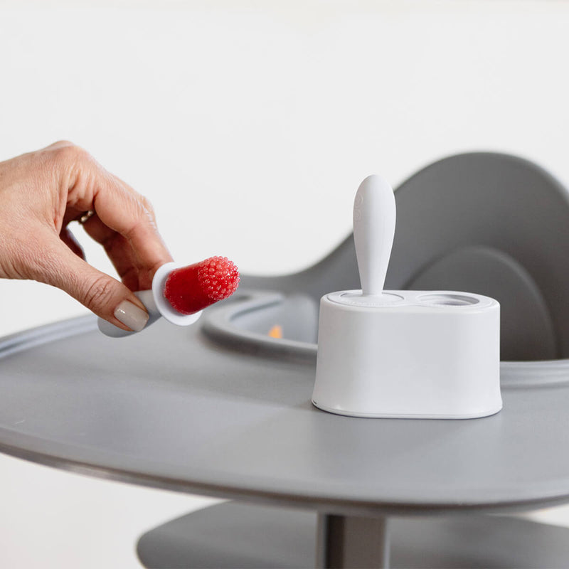 Tiny Pops in Pewter / Silicone Popsicle Mold for Babies, Frozen Puree & Breastmilk Popsicles #color_pewter / Tiny Pops – Baby-Sized Popsicle Mold for Nourishment + Teething Relief by ezpz