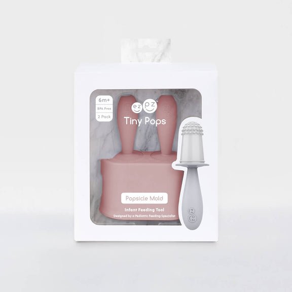 Tiny Pops in Blush / Silicone Popsicle Mold for Babies, Frozen Puree & Breastmilk Popsicles #color_blush / Tiny Pops – Baby-Sized Popsicle Mold for Nourishment + Teething Relief by ezpz