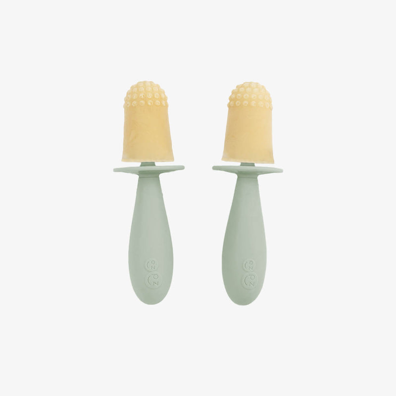 Tiny Pops in Sage Green / Silicone Popsicle Mold for Babies, Frozen Puree & Breastmilk Popsicles #color_sage / Tiny Pops – Baby-Sized Popsicle Mold for Nourishment + Teething Relief by ezpz