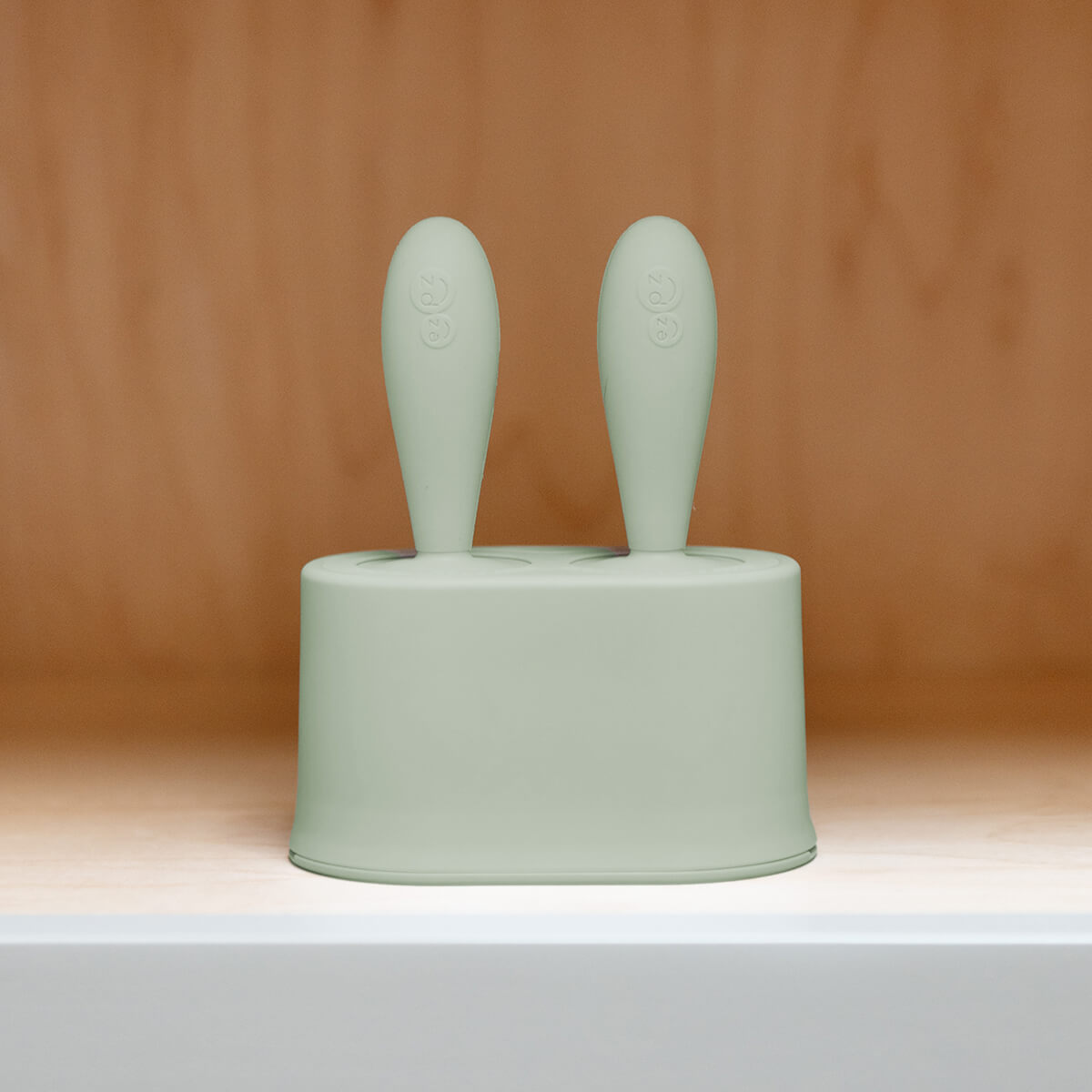Tiny Pops in Sage Green / Silicone Popsicle Mold for Babies, Frozen Puree & Breastmilk Popsicles #color_sage / Tiny Pops – Baby-Sized Popsicle Mold for Nourishment + Teething Relief by ezpz