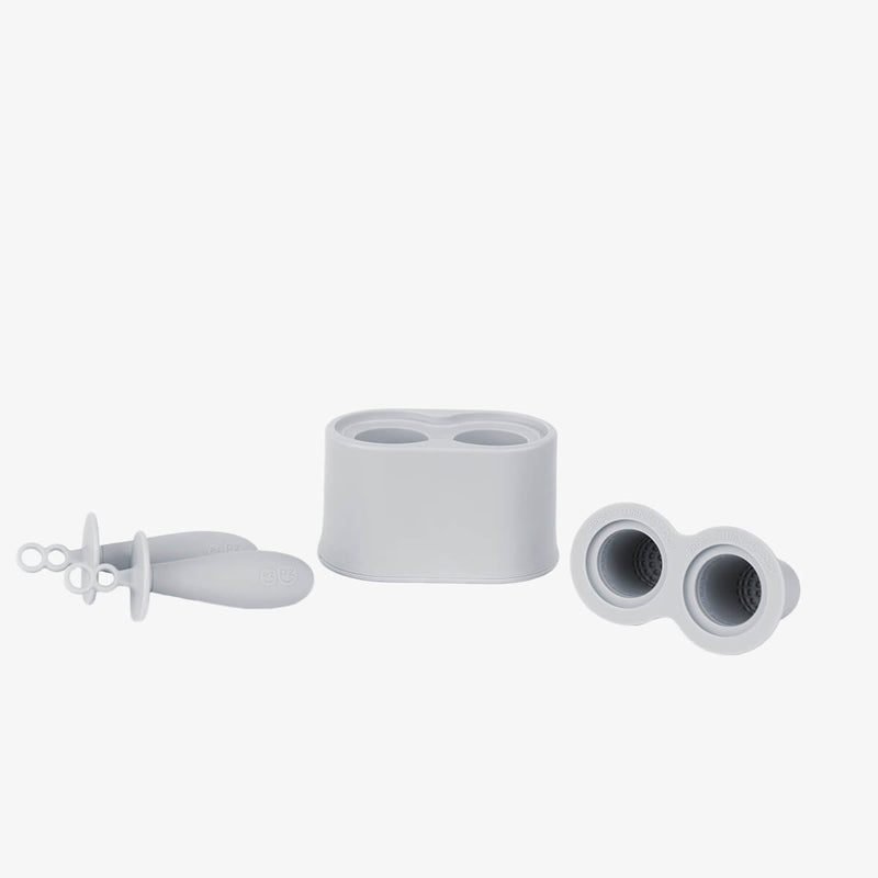 Tiny Pops in Pewter / Silicone Popsicle Mold for Babies, Frozen Puree & Breastmilk Popsicles #color_pewter / Tiny Pops – Baby-Sized Popsicle Mold for Nourishment + Teething Relief by ezpz