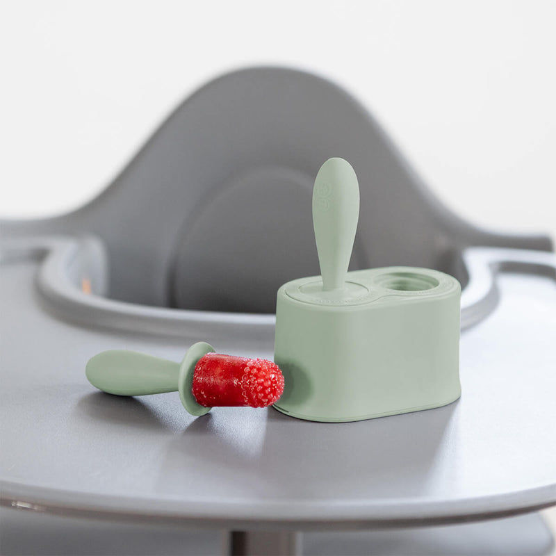 Tiny Pops in Sage Green / Silicone Popsicle Mold for Babies, Frozen Puree & Breastmilk Popsicles #color_sage / Tiny Pops – Baby-Sized Popsicle Mold for Nourishment + Teething Relief by ezpz