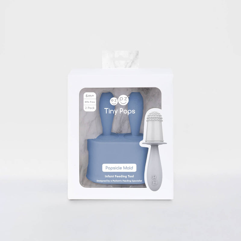 Tiny Pops in Indigo / Silicone Popsicle Mold for Babies, Frozen Puree & Breastmilk Popsicles #color_indigo / Tiny Pops – Baby-Sized Popsicle Mold for Nourishment + Teething Relief by ezpz