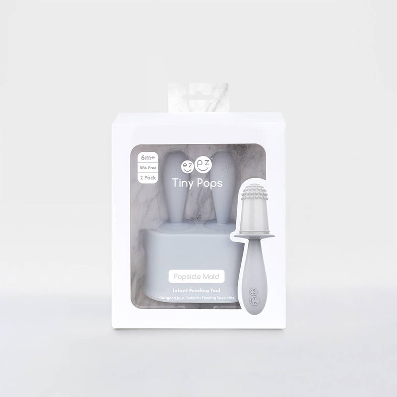 Tiny Pops in Pewter / Silicone Popsicle Mold for Babies, Frozen Puree & Breastmilk Popsicles #color_pewter / Tiny Pops – Baby-Sized Popsicle Mold for Nourishment + Teething Relief by ezpz