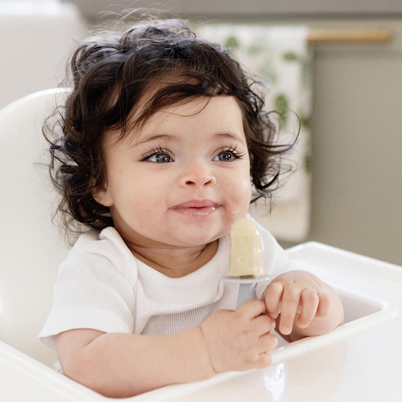 Tiny Pops in Pewter / Silicone Popsicle Mold for Babies, Frozen Puree & Breastmilk Popsicles #color_pewter / Tiny Pops – Baby-Sized Popsicle Mold for Nourishment + Teething Relief by ezpz