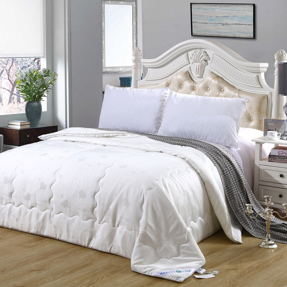 Natural Silk & Tourmaline Magnetic Energy Comforter Duvet with Cotton Shell