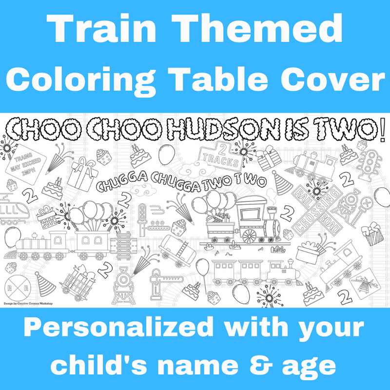 Train Birthday Coloring Tablecloth